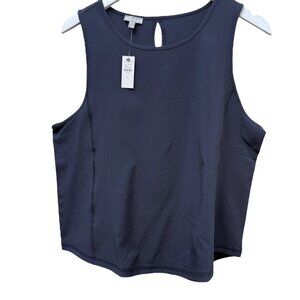 T by TALBOTS Sports Top Large Petite Navy Blue Stretch Tank Golf Gym NWT